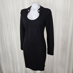 Gomez-Garcia London "Working Girl" 100% Wool Long Sleeve Button Back Dress